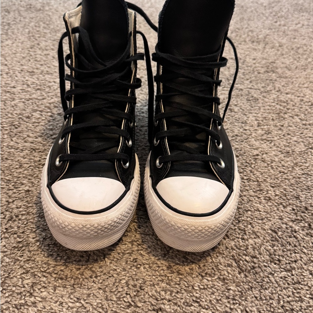 Converse Leather platform Hi tops - Picture 2 of 8